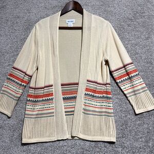 Vicki Wayne Woman’s Open Front Aztec Sweater Cardigan Size Petite Small